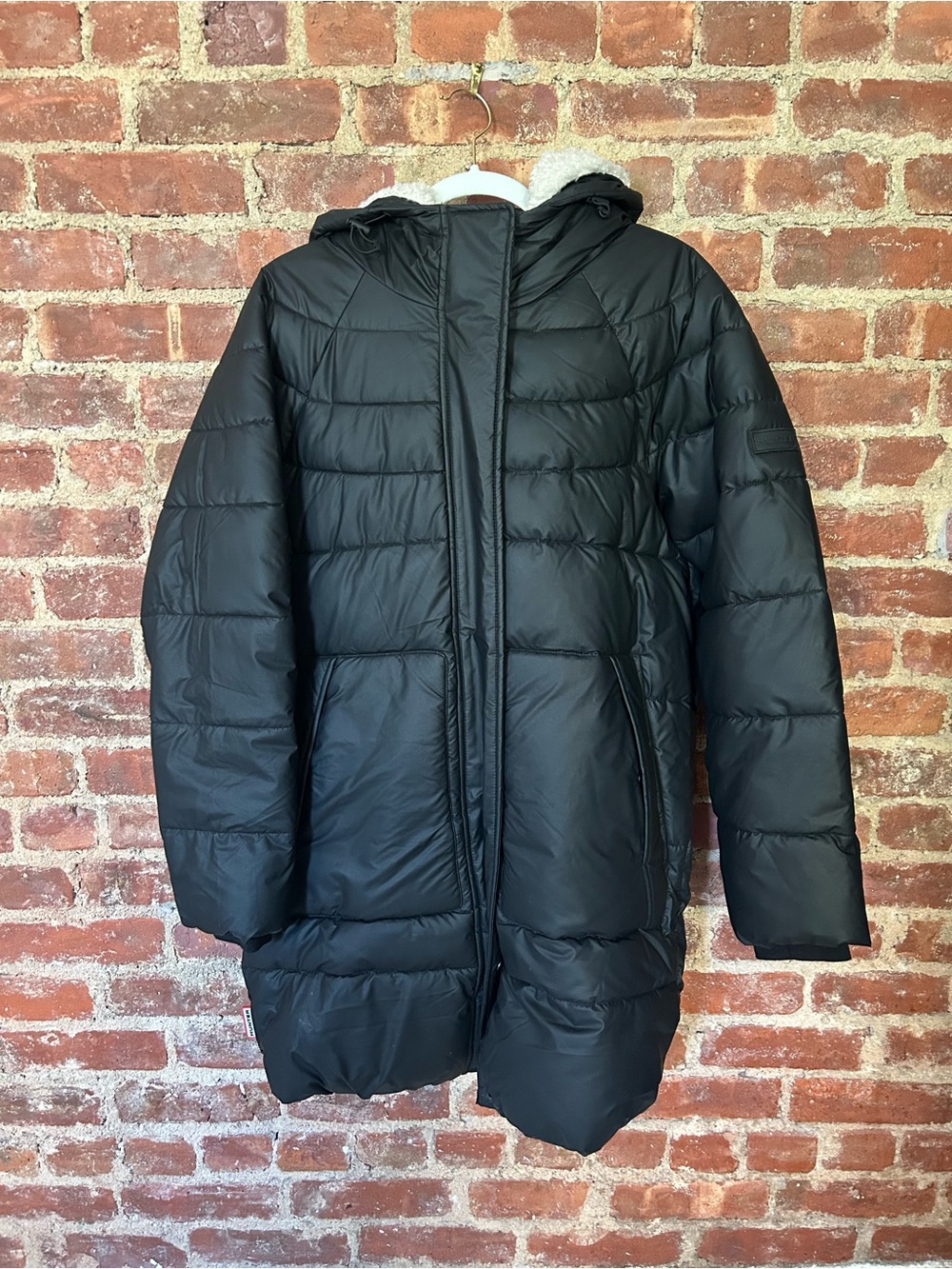 Women’s Hunter Black Puffer Coat with Hood - Insulated Winter Jacket